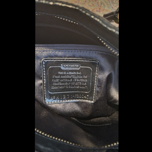 Coach Poppy daisy black liquid gloss leather tote - Picture 6 of 7